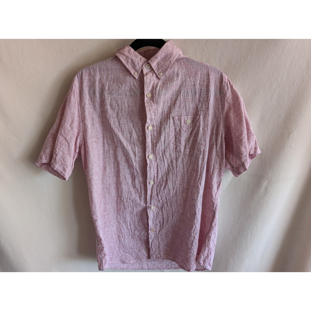 Weatherproof Vintage Mens Large Red Washable Linen Short Sleeve Button Down - Picture 1 of 6